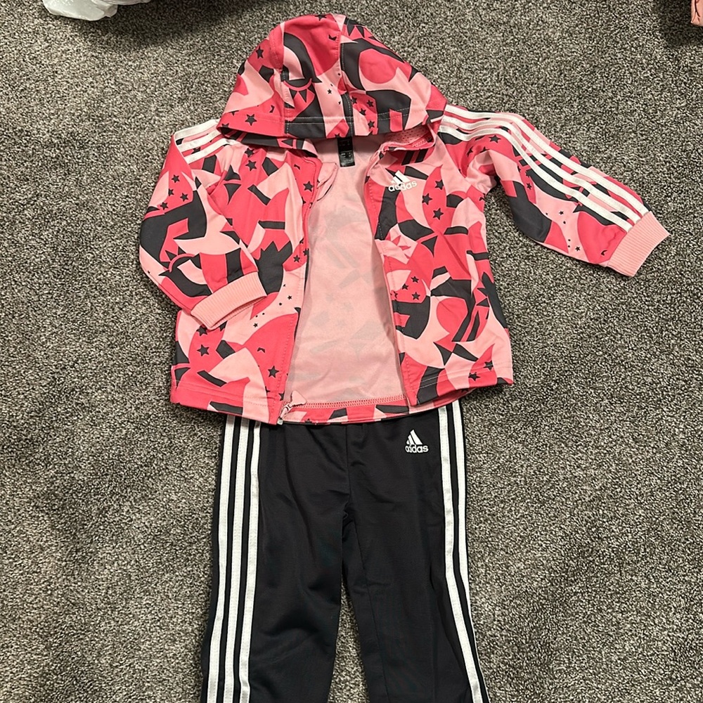 Adidas Pink and Black Pattern Jacket